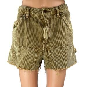 Urban Outfitter BDG Tan Khaki Corduroy High Rise Cut Off Carpenter Shorts Sz 27